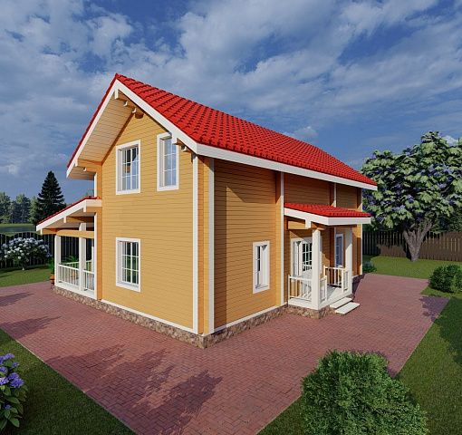 Двухэтажный дом из бруса со вторым светом, гардеробной и террасой № КД91 - фото 3